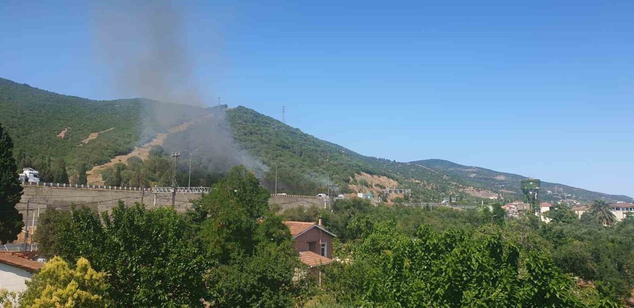Kocaeli TEM Otoyolu kenarında çıkan yangın, ormanlık alana sıçradı. Havadan