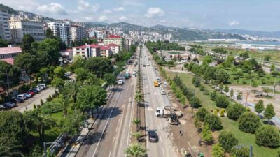 Trabzon’da dün etkili olan şiddetli yağışın yol açtığı sel ve