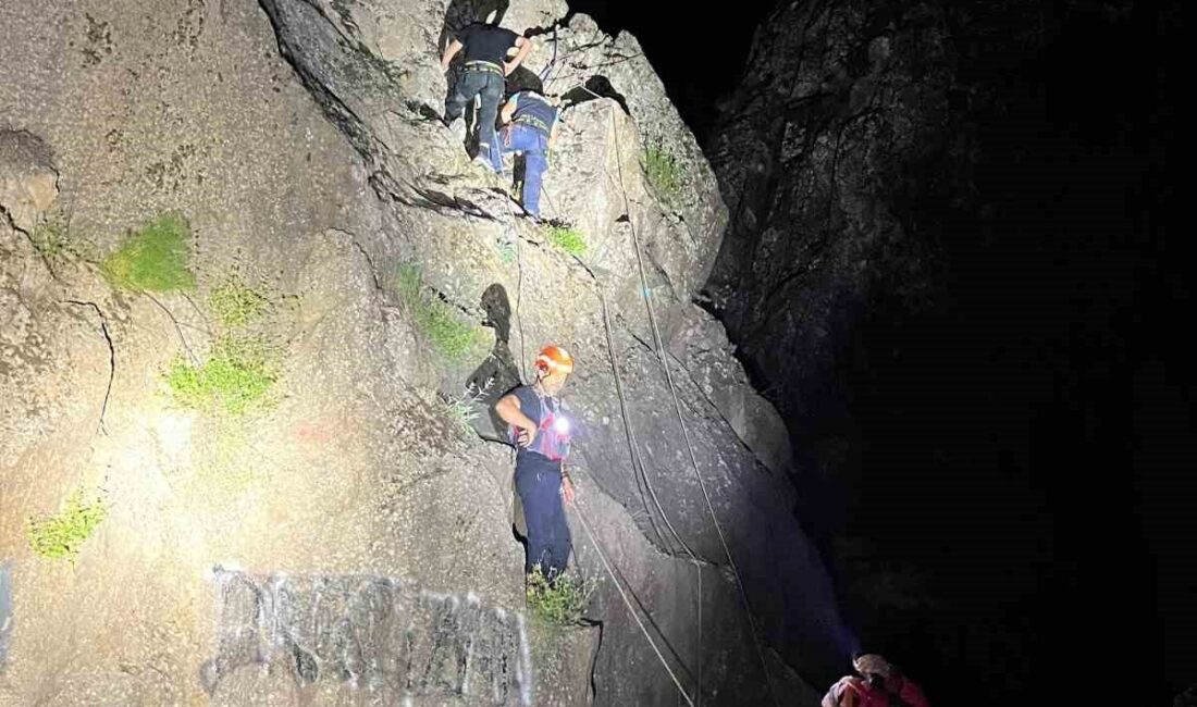 Tunceli-Ovacık karayolu üzerinde bulunan Pilvenk Şelalesi’nde, kayalık alanda mahsur kalan
