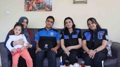 Erzurum’da hayali olan polis üniformasına kavuşan Ahmet Arif, polis büyükleri