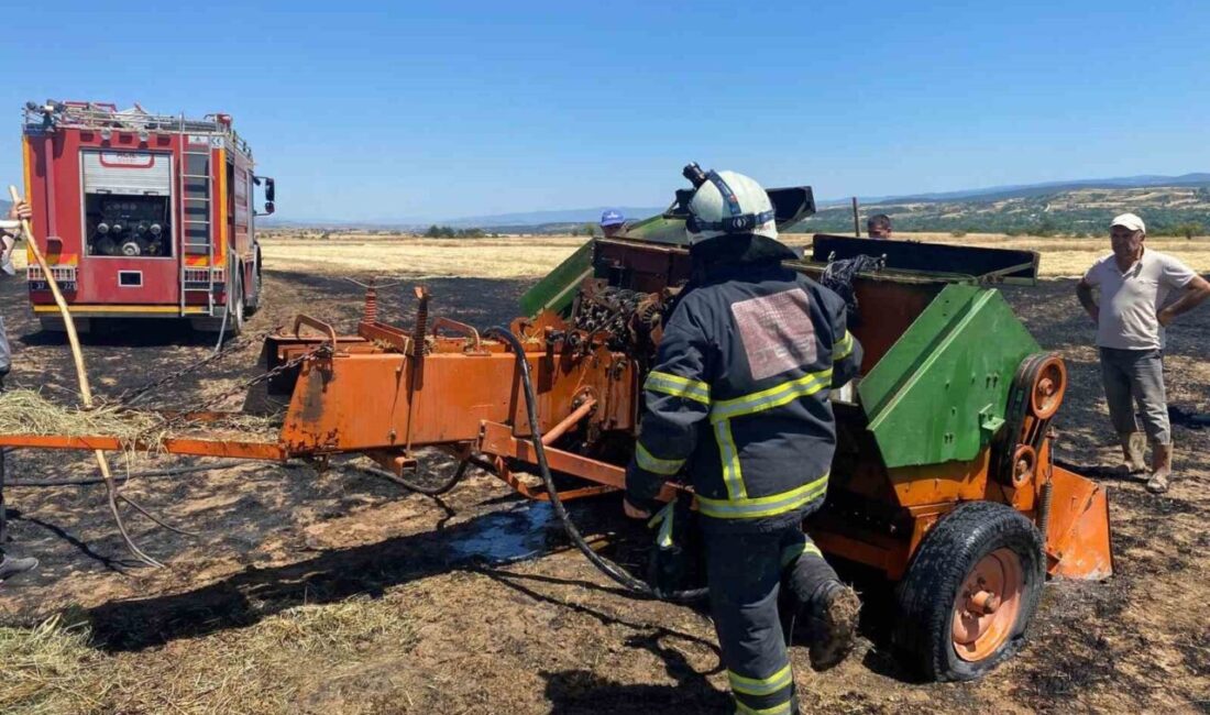 Kastamonu’da balya makinesinde çıkan yangın, tarlaya sıçradı. Yangın itfaiye ekipleri