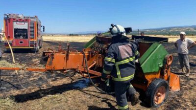 Kastamonu’da balya makinesinde çıkan yangın, tarlaya sıçradı. Yangın itfaiye ekipleri
