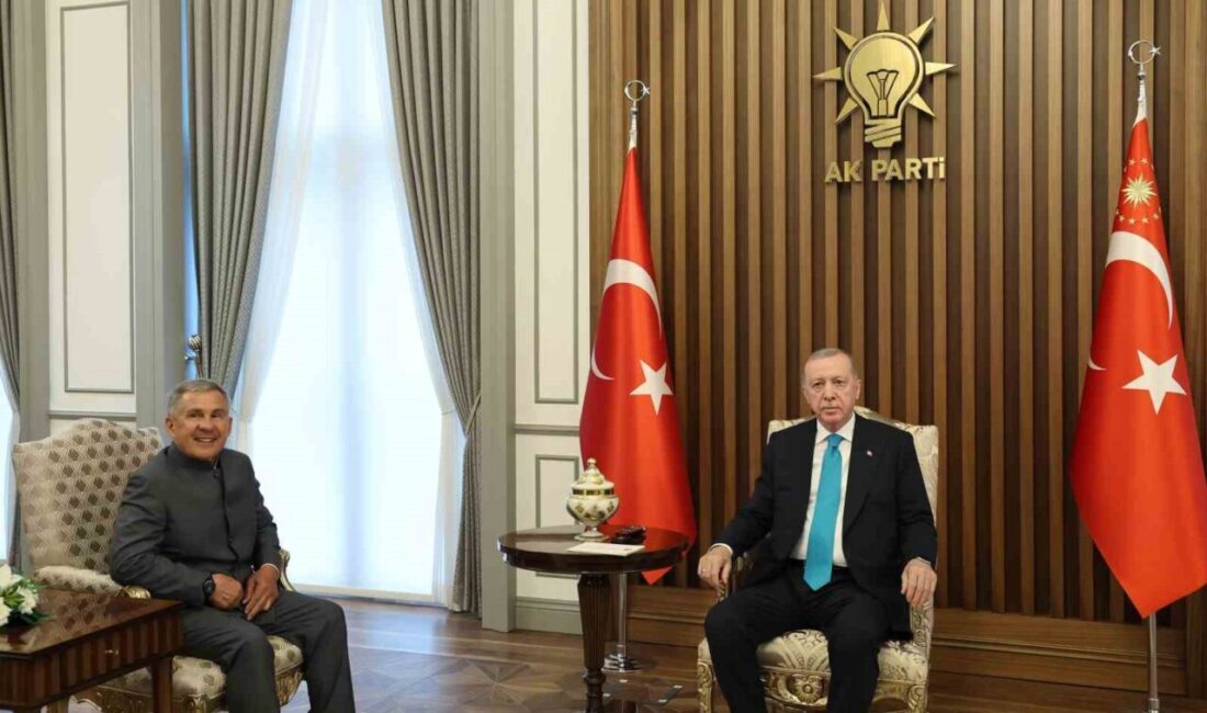 Cumhurbaşkanı Recep Tayyip Erdoğan, Tataristan Cumhurbaşkanı Rüstem Minnihanov ile bir