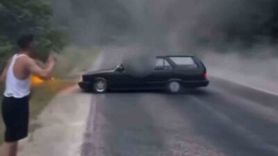 Giresun’un Yağlıdere ilçesinde el freniyle drift yaparak trafik güvenliğini tehlikeye