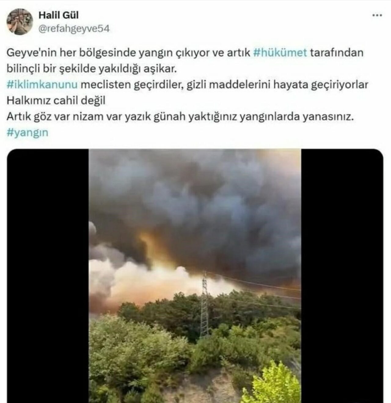 Sakarya’da 5 gündür devam eden orman yangınlarına ilişkin sosyal medyadan