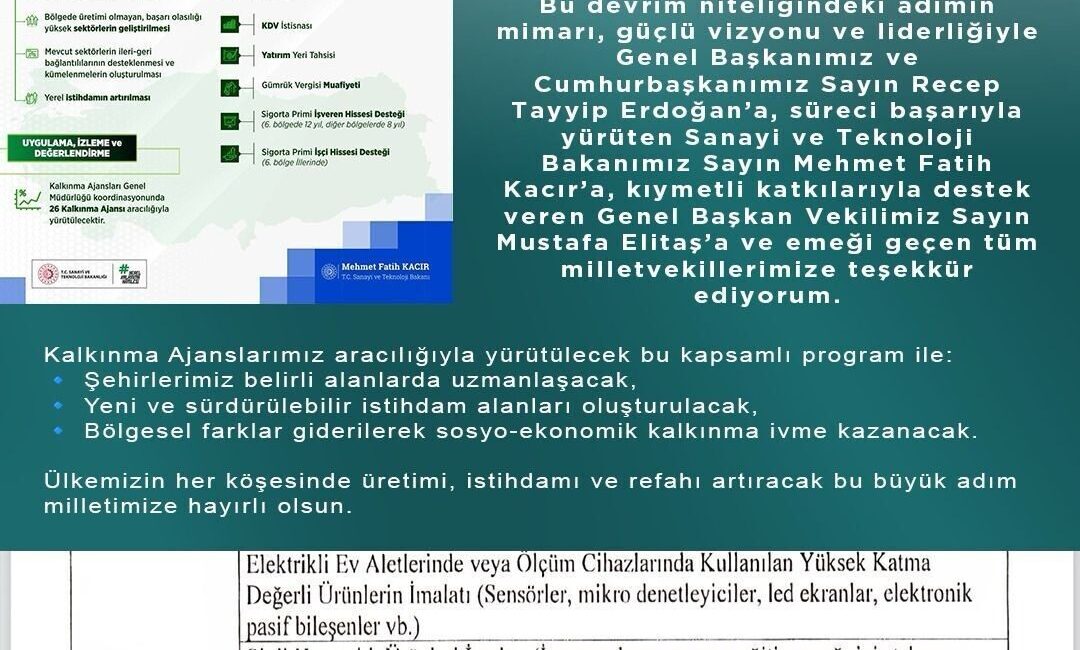 İHA ve eğitim uçağı iniş takımı ve parçaları Kayseri’de üretilecek AK Parti Kayseri İl Başkanı Hüseyin Okandan; Yerel Kalkınma Hamlesi