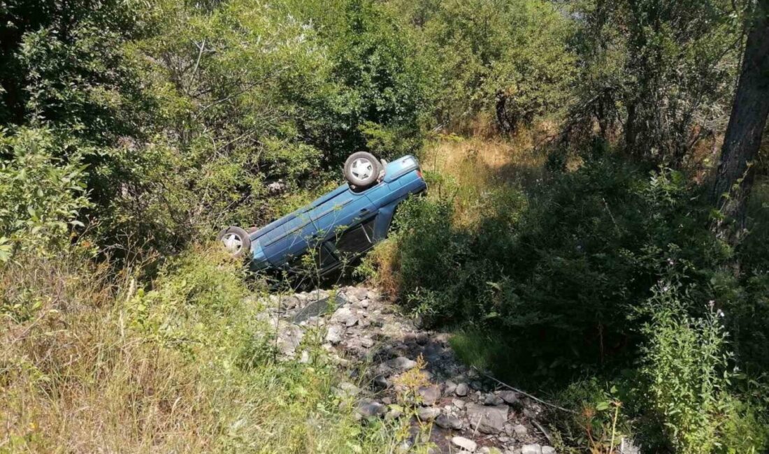 Kastamonu’nun Küre ilçesinde yeni evli bir çiftin bulunduğu otomobil, şarampolden