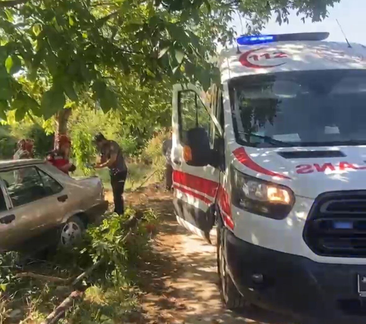 Sakarya’nın Akyazı ilçesinde kontrolden çıkan Tofaş otomobil ağaca çarptı. Otomobilin