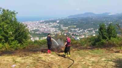 Ordu’nun Ünye ilçesinde bahçede çıkan yangın, itfaiye ekiplerinin hızlı müdahalesiyle
