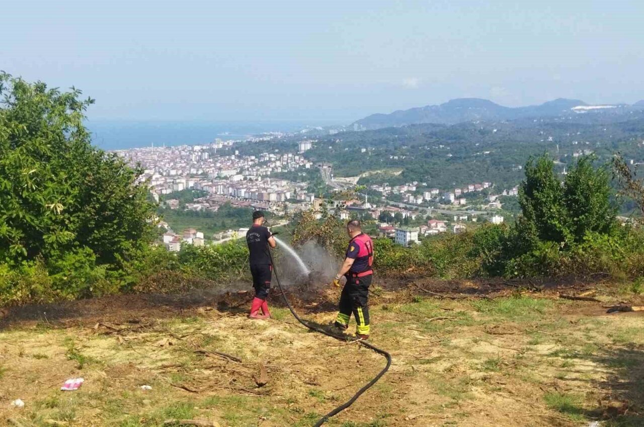 Ordu’nun Ünye ilçesinde bahçede çıkan yangın, itfaiye ekiplerinin hızlı müdahalesiyle