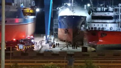 Ordu’nun Ünye ilçesinde özel bir firmaya ait 75 metre uzunluğundaki