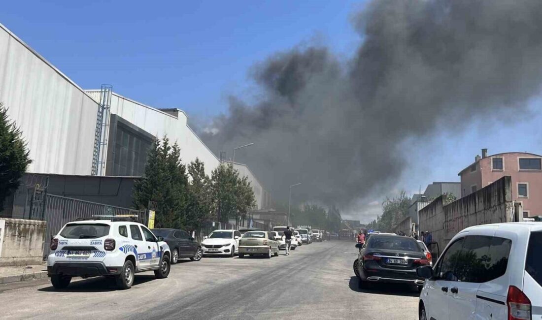 Kocaeli’nin Çayırova ilçesinde plastik varil üretimi yapılan bir fabrikada çıkan