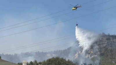 Sakarya Valiliği, Geyve’de devam eden orman yangınına 12 helikopter, 6