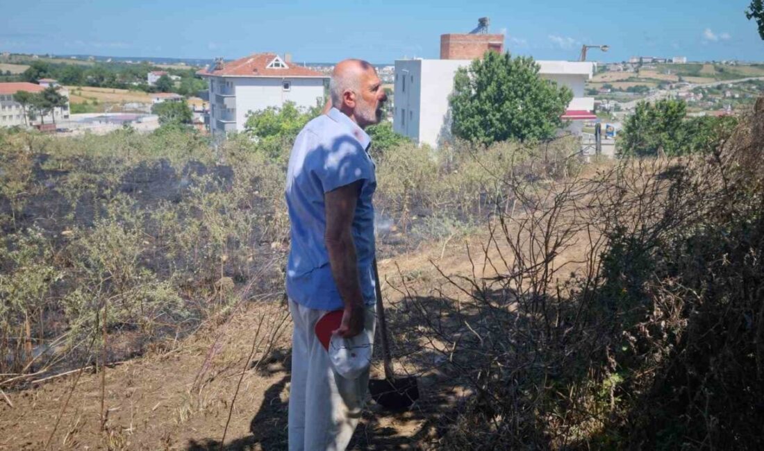 Sinop’ta tarlada yakılan çöpler rüzgarın etkisiyle kısa sürede otlara sıçradı.