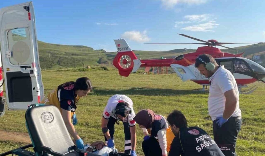 Trabzon’un Düzköy ilçesine bağlı Beypınarı Yaylası’nda düşerek yaralanan vatandaş, helikopter