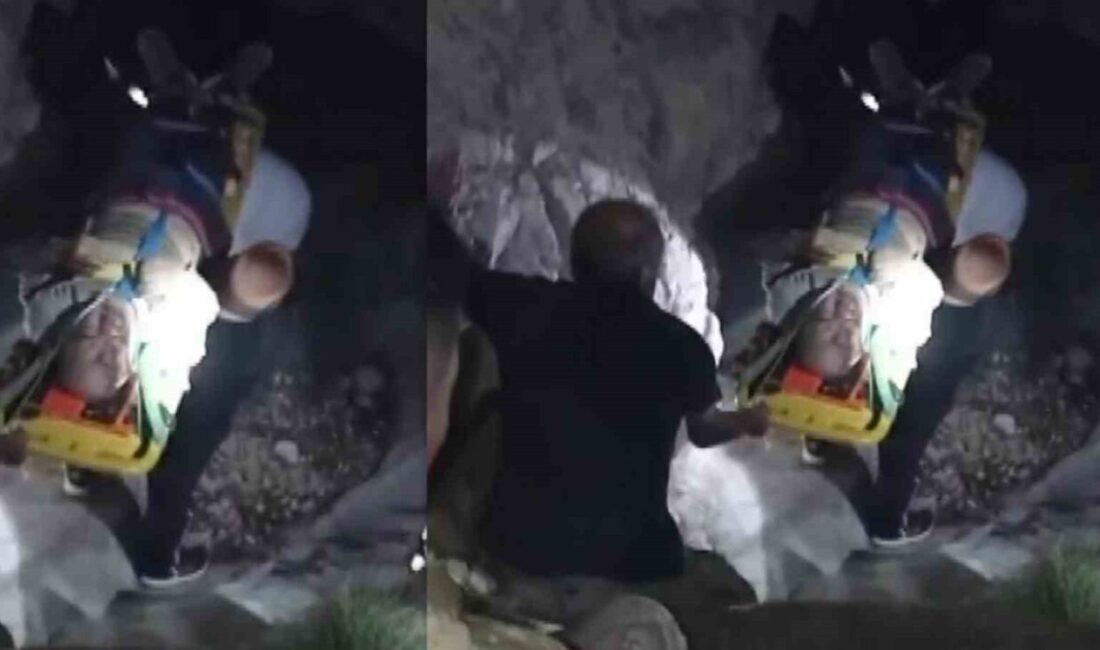 Yaralı şahıs kayalıklardan aşağı güçlükle sedyeyle taşınarak kurtarıldı Erzincan’ın Kemah ilçesine bağlı Eriç köyü yakınlarında mağara balı toplamak