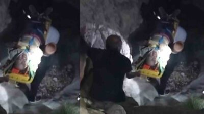 Erzincan’ın Kemah ilçesine bağlı Eriç köyü yakınlarında mağara balı toplamak