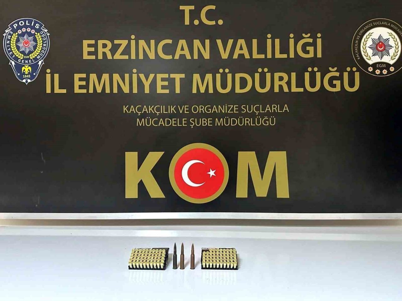 Erzincan’da 101 adet mermi ele geçirildi, 1 şüpheli gözaltına alındı.