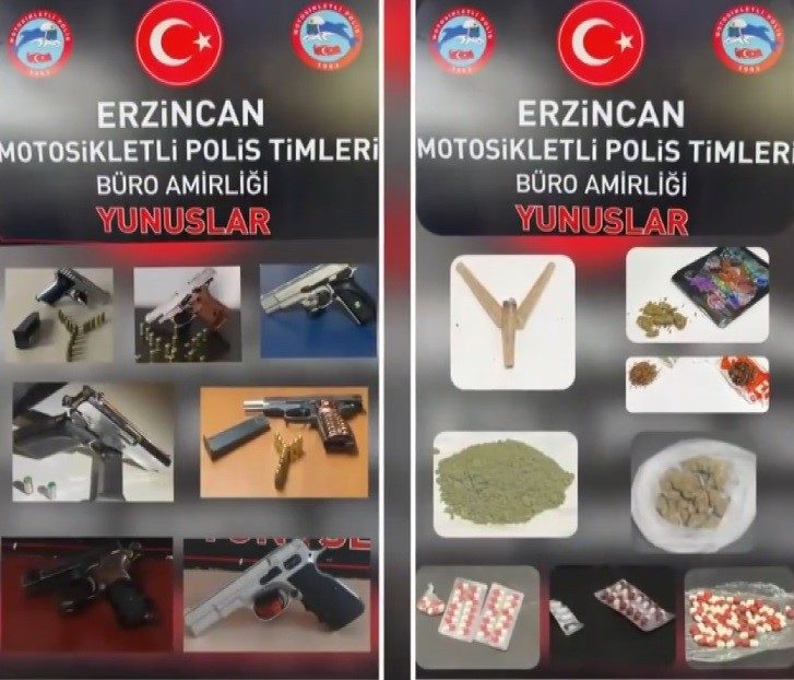 Erzincan’da Asayiş Şube Müdürlüğü Motosikletli Polis Timlerince yapılan çalışmada 4