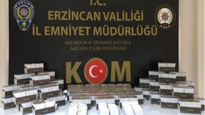 Erzincan’da 990 paket içi tütün doldurulmuş makaron ele geçirildi. 1