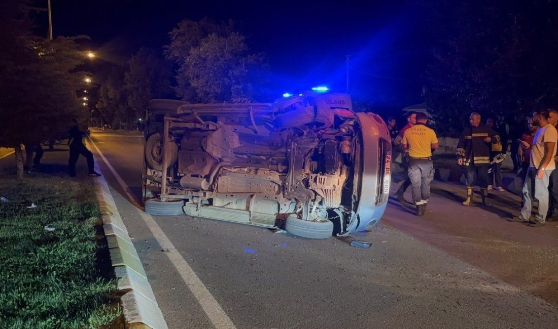 Erzincan’da alkollü sürücünün kullandığı hafif ticari araç takla attı. Kazada