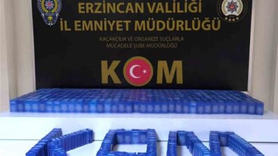 Erzincan’da bin paket (20 bin dal) doldurulmuş makaron ele geçirildi.