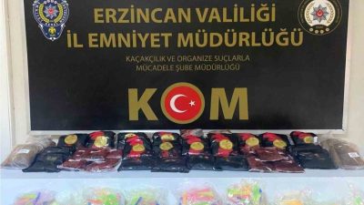 Erzincan’da 39 kilo menşei belirsiz kaçak nargile tütünü ile 640