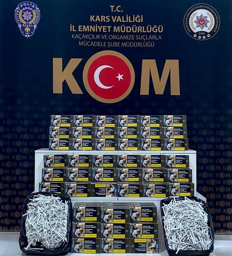 Kars’ta KOM ekiplerince yapılan çalışmalarda 30 bin doldurulmuş makaron ele