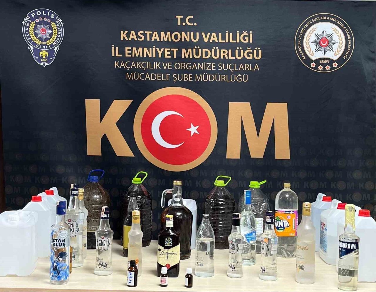 Kastamonu’da polis ekipleri tarafından bir işyerinde yapılan aramalarda 58 litre