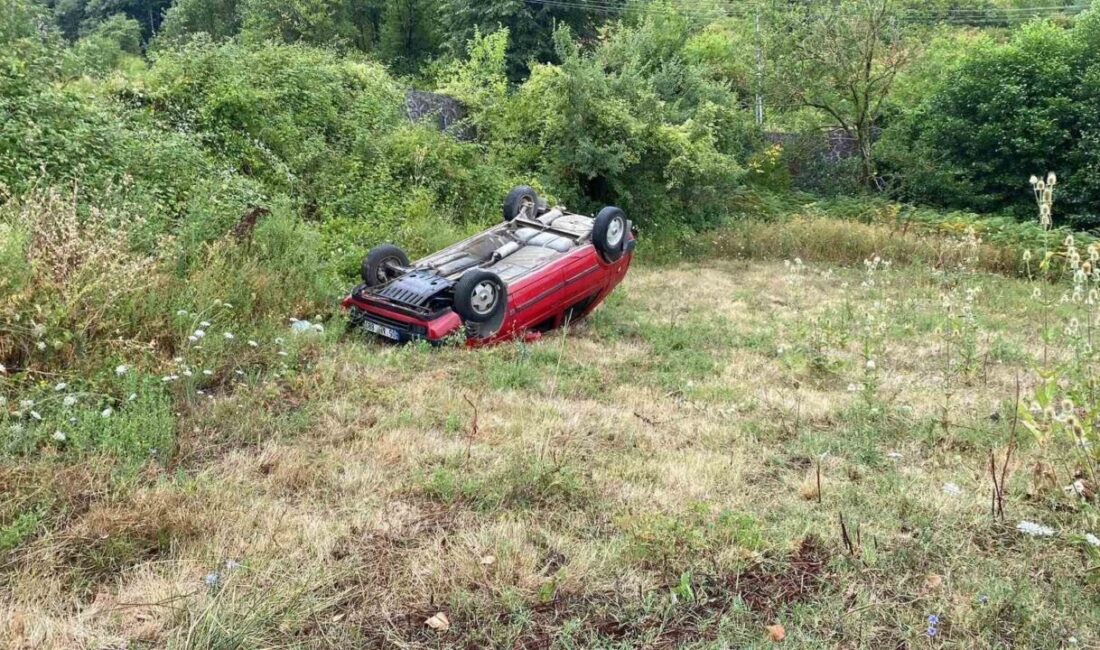 Kocaeli’nin Başiskele ilçesinde kontrolden çıkan otomobil, bir evin bahçesine uçtu.