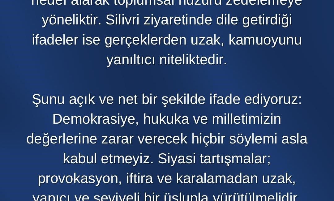 Okandan: “Özel’in açıklamaları toplumsal huzuru zedelemeye yöneliktir” AK Parti Kayseri İl Başkanı Hüseyin Okandan, Cumhuriyet Halk Partisi