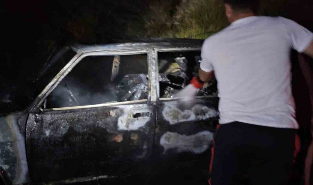Kastamonu’nun Cide ilçesinde seyir halindeyken alevlere teslim olan Fiat Tofaş