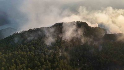 Sinop’un Durağan ilçesi Köklen köyü yakınlarında çıkan orman yangını, ekiplerin