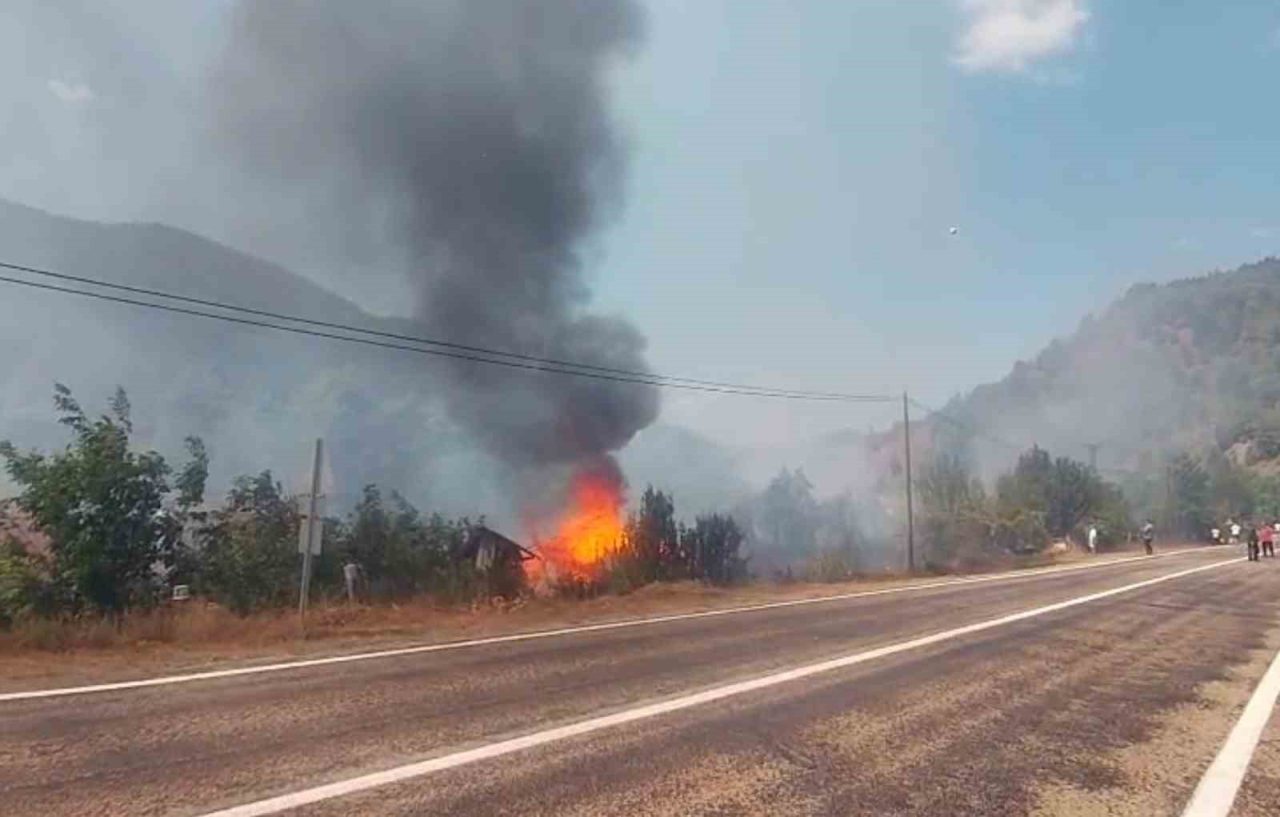 Kastamonu’nun Şenpazar ilçesinde bir tarlada çıkan yangının sıçradığı samanlık kullanılmaz