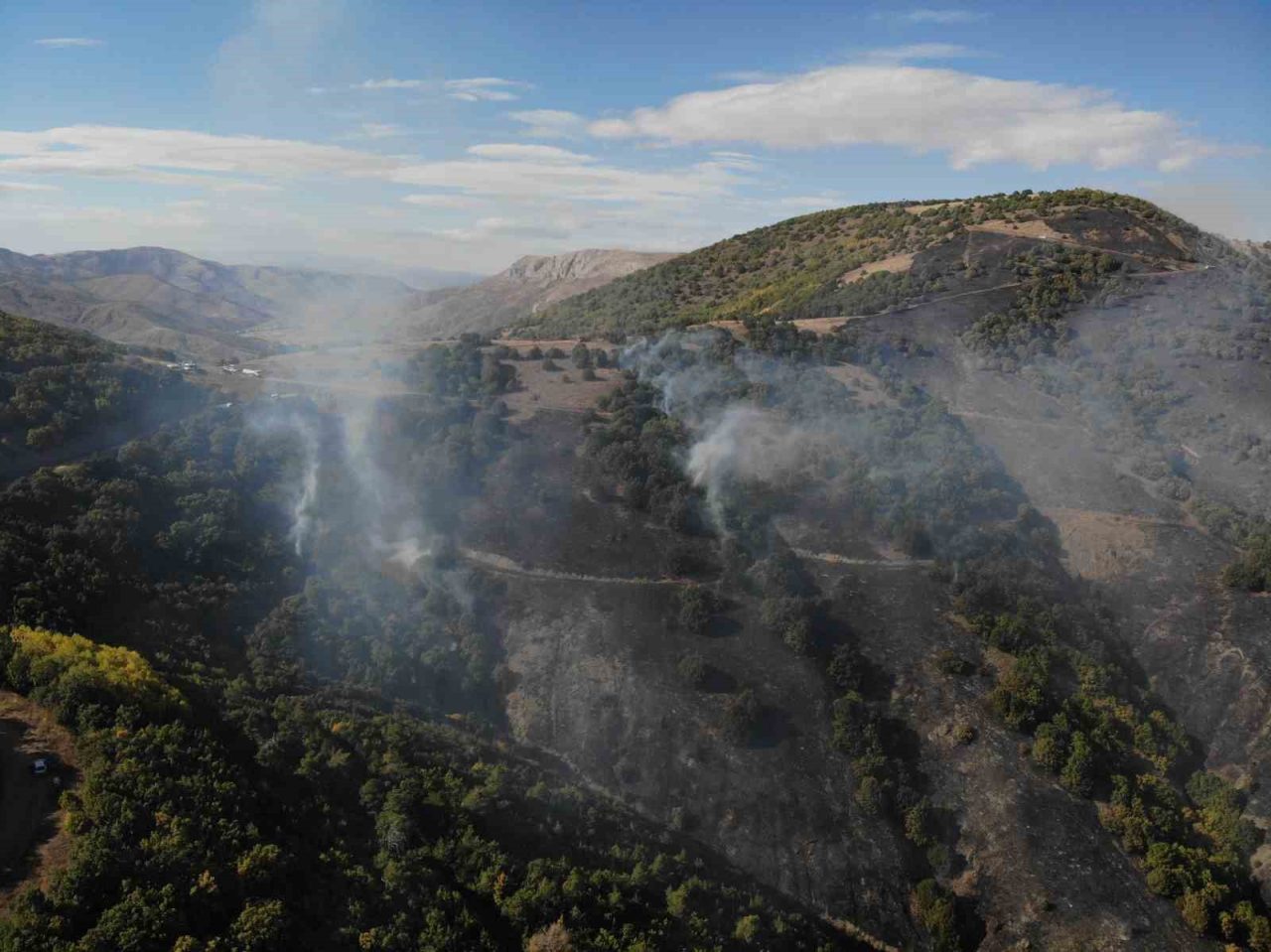 Gümüşhane’nin Kelkit ilçesinde çıkış sebebi henüz belirlenemeyen yangında yaklaşık 30