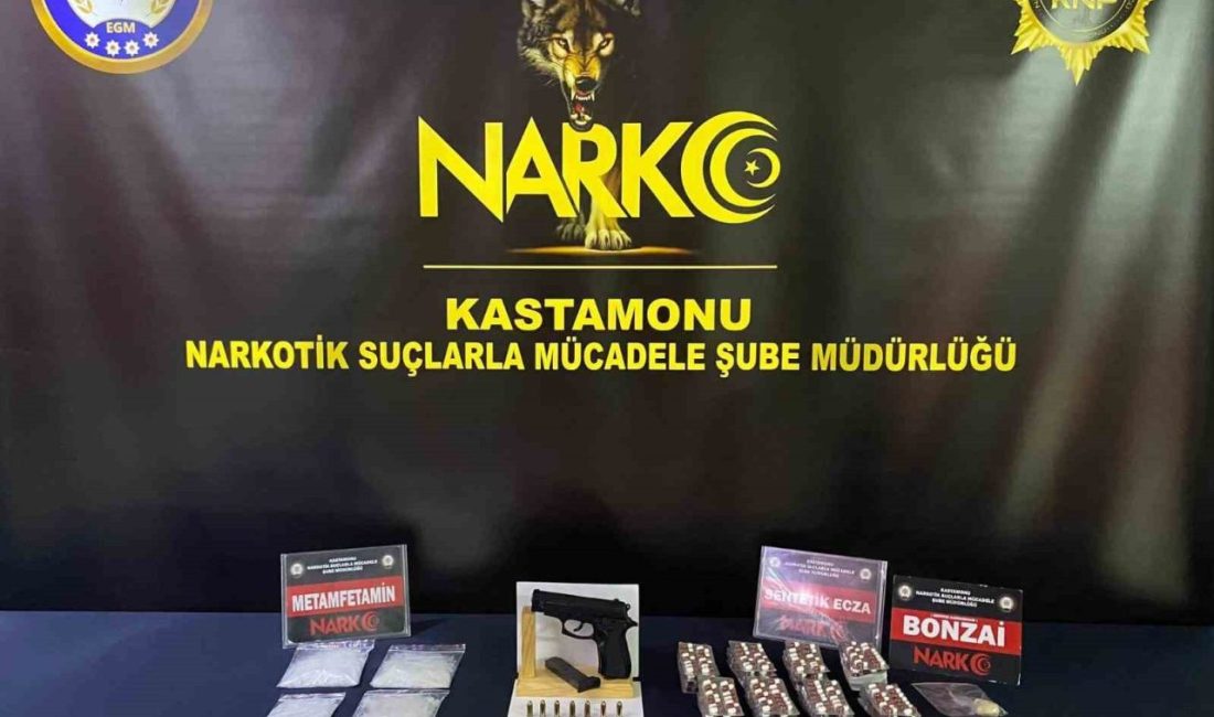 Kastamonu’da polis ekiplerince düzenlenen operasyonda çok sayıda uyuşturucu ile yakalanan