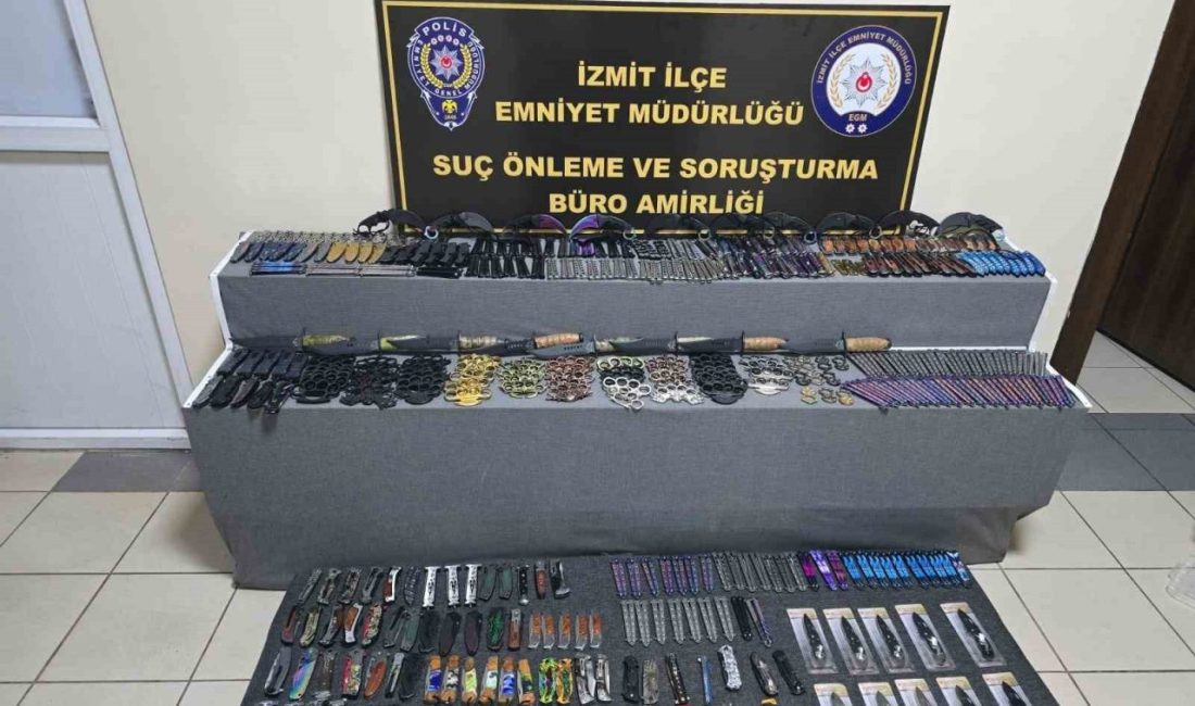 Kocaeli’de iş yerinde ruhsatsız şekilde kesici ve delici alet satan