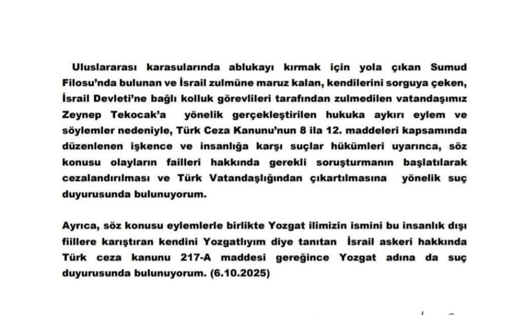 AK Parti Yozgat Milletvekili Süleyman Şahan, Sumud Filosu’nda yer alan