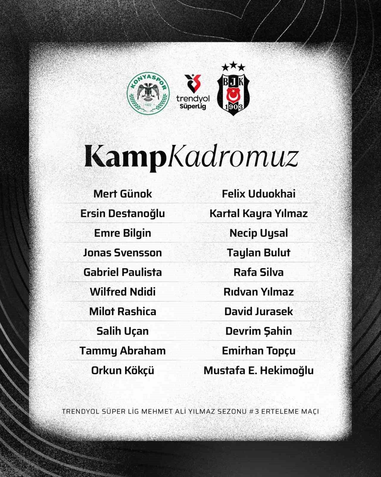 Beşiktaş’ta, yarın deplasmanda Konyaspor ile oynanacak Trendyol Süper Lig’in 3.