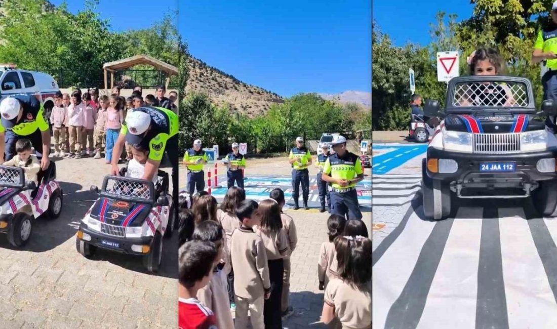 Erzincan İl Jandarma Komutanlığı trafik ekipleri, trafik güvenliği bilincini küçük