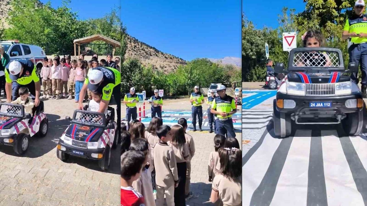 Erzincan İl Jandarma Komutanlığı trafik ekipleri, trafik güvenliği bilincini küçük
