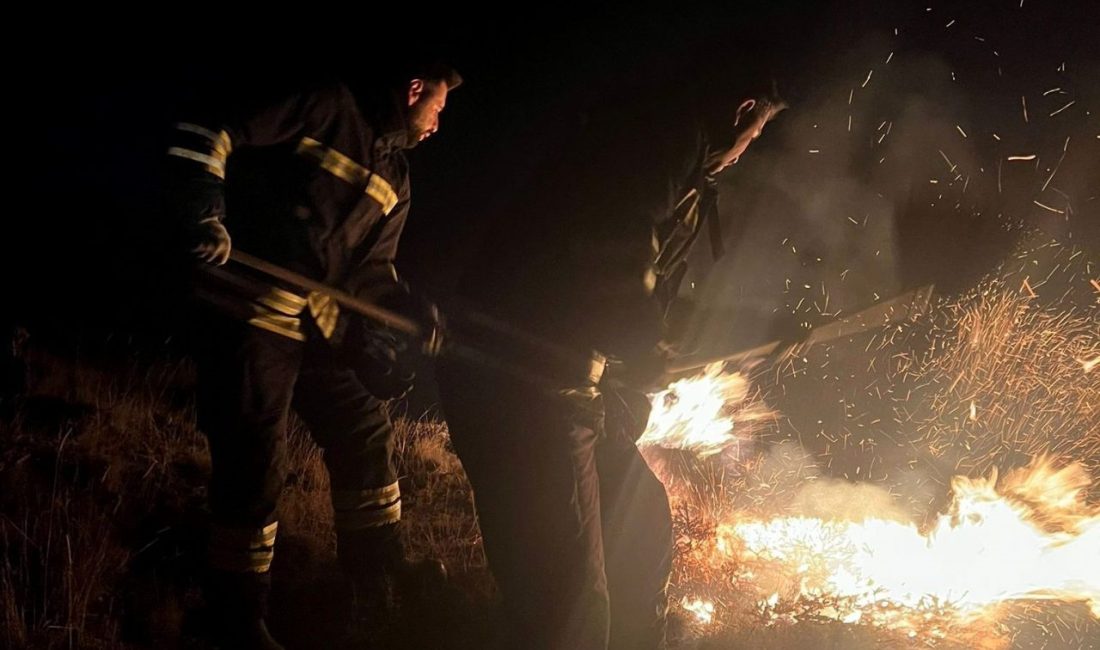 Erzincan-Gümüşhane kara yolu üzerinde bulunan Ahmediye Geçidinde çıkan örtü yangını