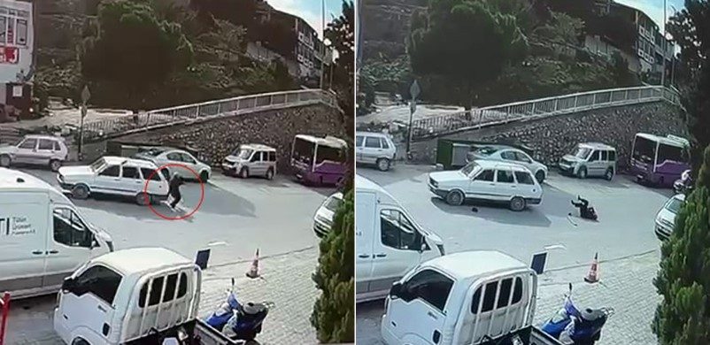 Sakarya’nın Pamukova ilçesinde bastonuyla yürüyen yaşlı adam, geri manevra yapan