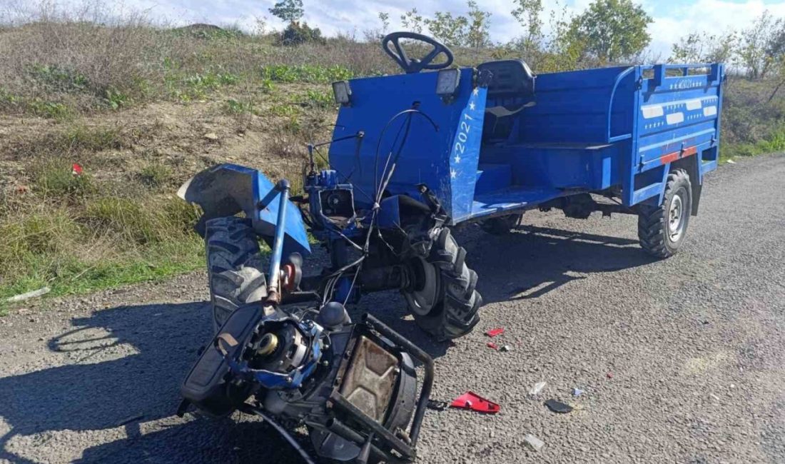 Alaplı’da “pat pat” olarak tabir edilen tarım aracıyla motosikletin çarpışması