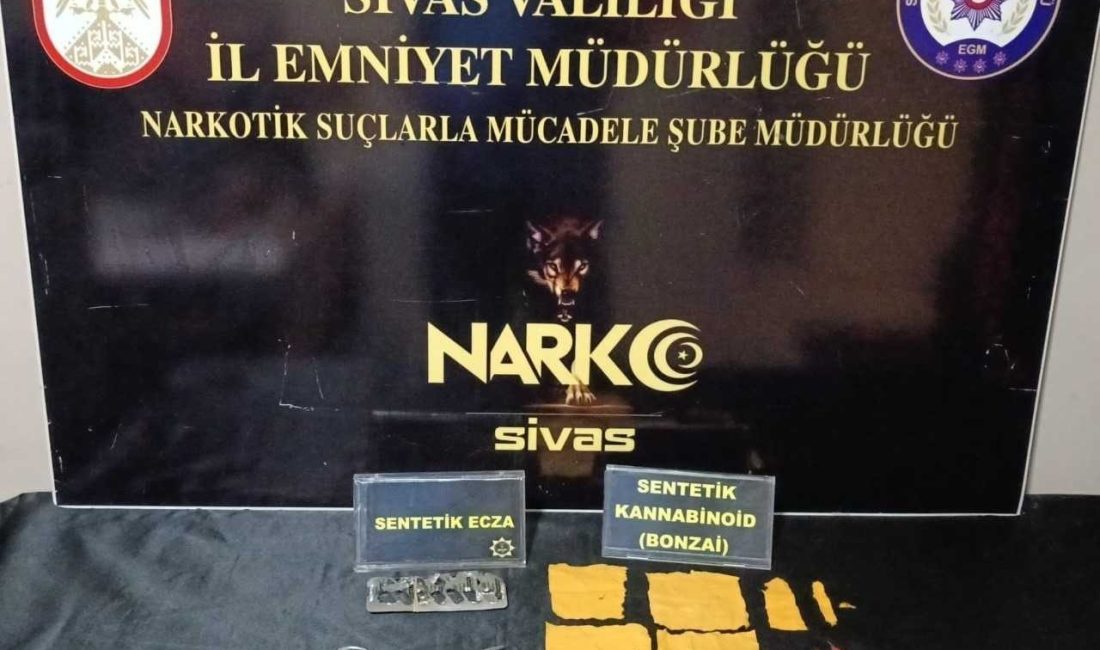 Sivas’ta Narkotik Suçlarla Mücadele Şube Müdürlüğü ekiplerince düzenlenen operasyonda uyuşturucu