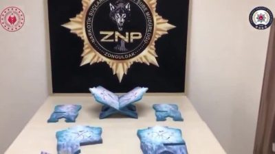 Zonguldak Emniyet Müdürlüğü ekiplerince düzenlenen narkotik operasyonda, rahle görünümünde preslenmiş