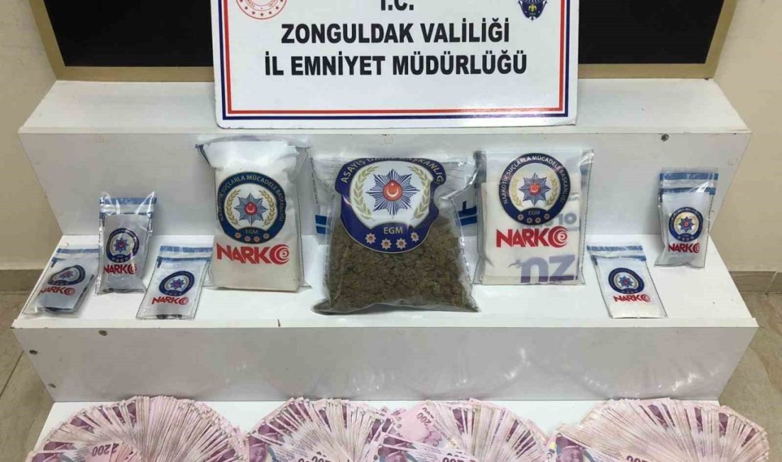 Zonguldak Emniyet Müdürlüğü ekipleri tarafından düzenlenen uyuşturucu operasyonunda gözaltına alınan