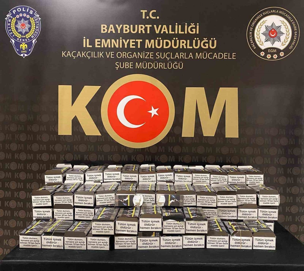 Bayburt İl Emniyet Müdürlüğünce düzenlenen kaçak tütün ve alkol operasyonlarında