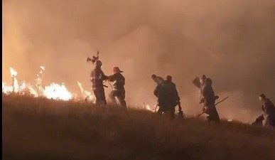 Kars’ta Ermenistan sınırında çıkan örtü yangını korkulu anlar yaşattı. Rüzgarın