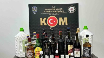 Kastamonu’da polis ekiplerince yapılan çalışmalar sonucu 10 litre etil alkol